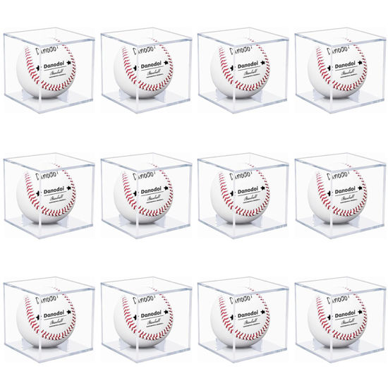 Picture of 12 Pack Baseball Display Case UV Protected Acrylic Clear Baseball Holder Square Cube Ball Protector Memorabilia Autograph Display Box for Official Size Baseball