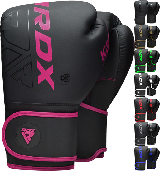 Picture of RDX Boxing Gloves Men Women, Pro Training Sparring, Maya Hide Leather Muay Thai MMA Kickboxing, Adult Heavy Punching Bag Gloves Mitts Focus Pad Workout, Ventilated Palm