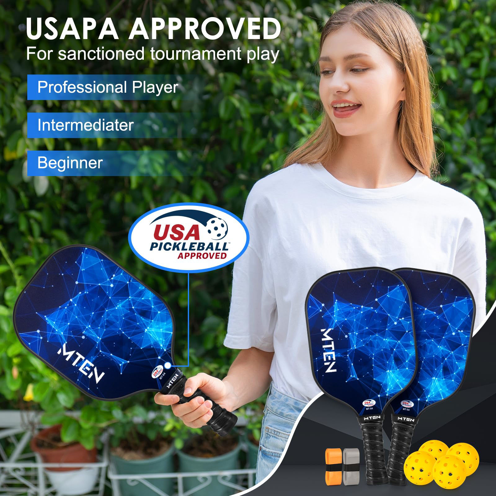 GetUSCart- Pickleball Paddles Set of 2, USAPA Approved Fiberglass ...