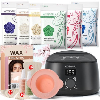 Picture of KOTAMU Waxing Kit-Professional Wax Warmer for Women& Men Hair Removal,Black Hard Wax Kit With Silicone Waxing Pot, Sensitive Skin Friendly Body Wax Kit Ideal for Face Bikin Brazilian Leg Home Salon