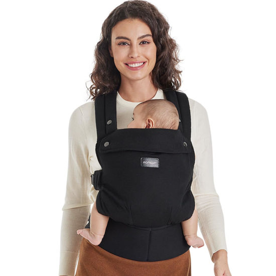 Picture of Momcozy Baby Carrier Newborn to Toddler - Ergonomic, Cozy and Lightweight Infant Carrier for 7-44lbs, Effortless to Put On, Ideal for Hands-Free Parenting, Enhanced Lumbar Support, Black