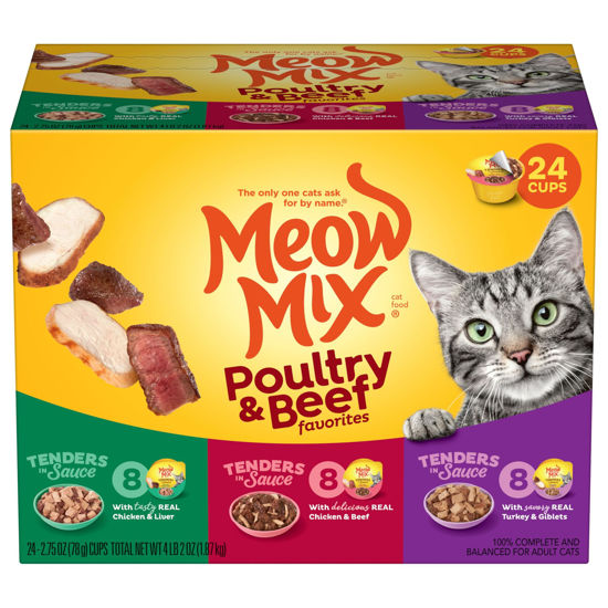 Picture of Meow Mix Tenders in Sauce Wet Cat Food, Poultry & Beef Variety Pack, 2.75 Ounce Cup (Pack of 24)