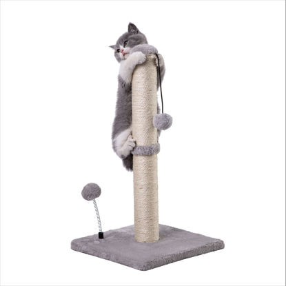 Picture of MECOOL Cat Scratching Post Premium Basics Kitten Scratcher Sisal Scratch Posts with Hanging Ball 22" for Kittens or Smaller Cats (22 inches for Kitten, Gray)