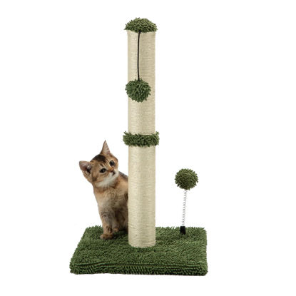 Picture of MECOOL Cat Scratching Post Premium Basics Kitten Scratcher Sisal Scratch Posts with Hanging Ball 22in for Kittens or Smaller Cats (22 inches for Kitten, Cactus Green)