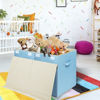 Picture of popoly Large Toy Box Chest with Lid, Collapsible Sturdy Toy Bin Storage Organizer Boxes Baskets for Kids, Boys, Girls, Nursery, Playroom, 25"x13" x16" (Linen Blue)