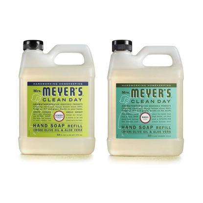 Picture of MRS. MEYER'S CLEAN DAY Hand Soap Refill Scent Variety Pack 2 CT (Basil + Lemon Verbena)