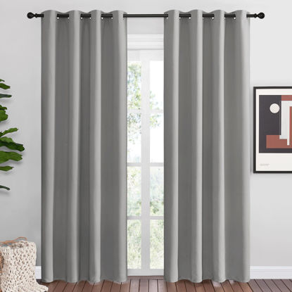 Picture of NICETOWN Silver Grey Room Darkening Curtain Panels 86" Long for RV, Play Room, Studio, Heat Block Out and Keep Warm Drapes Window Treatment Drapes for Doorway Entryway Patio (55" Width, 2 Panels)