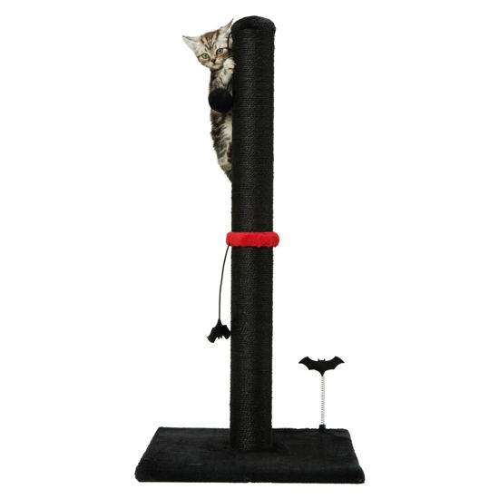 Picture of MECOOL Cat Scratching Post Premium Sisal Scratch Posts with Hanging Ball Vertical Scratcher for Indoor Cats and Kittens (Black, 34 inches for Adult Cats)
