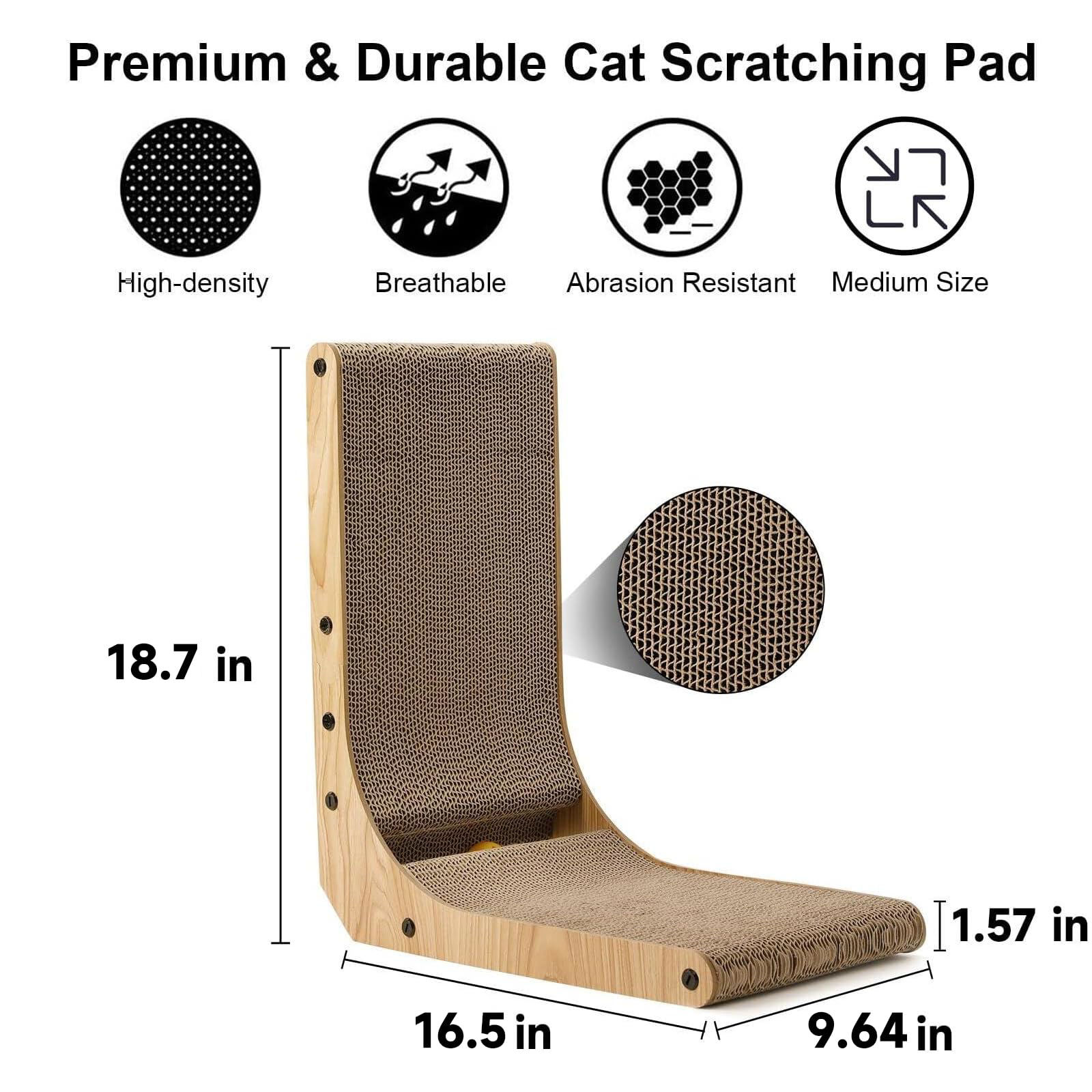 GetUSCart- FUKUMARU Cat Scratcher, 18.7 Inch L Shape Cat Scratch Pad ...