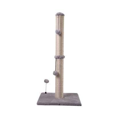 Picture of MECOOL 34“ Tall Cat Scratching Post Premium Basics Kitten Scratcher Sisal Scratch Posts Trees with Hanging Ball for Indoor Cats (34 inches for Adult Cats, Gray)