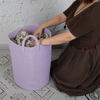Picture of XUANGUO Cotton Rope Laundry Basket Hamper for Clothes Woven Storage Basket for Living Room Bedroom Boho Tall Rope Baskets for Blanket Toys Pillow Towels Baby Nursery Hamper Bin Large purple