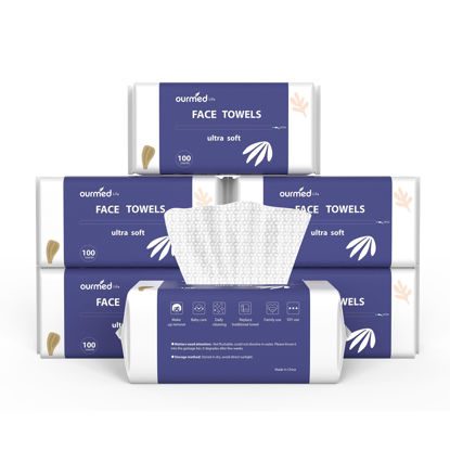 Picture of Ourmed Life Face Towels, Disposable Biodegradable Clean Facial Wash Cloth for Sensitive Skin, Lint- free Facial Tissue for Cleansing, Skincare and Makeup Remover, Dry Wipes, 600 count