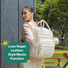 Picture of BabbleRoo Leather Diaper Bag Backpack - Baby Essentials Travel Baby Bag, Multi function, Waterproof, with Changing Pad, Stroller Straps & Pacifier Case - Unisex, Eggshell White