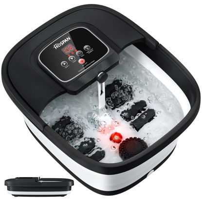 Picture of HOSPAN Collapsible Foot Spa with Heat, Bubble, Red Light, and Temperature Control, Foot Bath Massager with 8 Shiatsu Massage Rollers, Pedicure Foot Spa for Relaxation and Stress Relief, Black