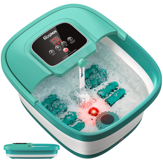 Picture of HOSPAN Collapsible Foot Spa with Heat, Bubble, Red Light, and Temperature Control, Foot Bath Massager with 8 Shiatsu Massage Rollers, Pedicure Foot Spa for Relaxation - FS01A