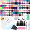 Picture of JODSONE 100 PCS Gel Nail Polish Starter Kit with U V Light 95 Colors Macarons Combined with Dark Colors Nail Gel No Wipe Base Coat Top Matte Coat Long Lasting Shine Gel Polish
