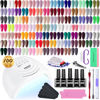 Picture of JODSONE 100 Bottles of Gel Nail Polish Kit with U V Led Light 95 Multiple Glossy Glitter Colors Mint Green Light Pink Nail Gel Base Coat Glossy and Matte Top Coat Gel Polish Kit