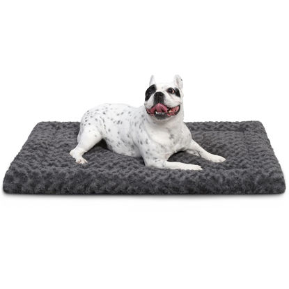 Picture of Washable Dog Bed Mat Reversible Dog Crate Pad Soft Fluffy Pet Kennel Beds Dog Sleeping Mattress for Large Jumbo Medium Small Dogs, 29 x 18 Inch, Gray