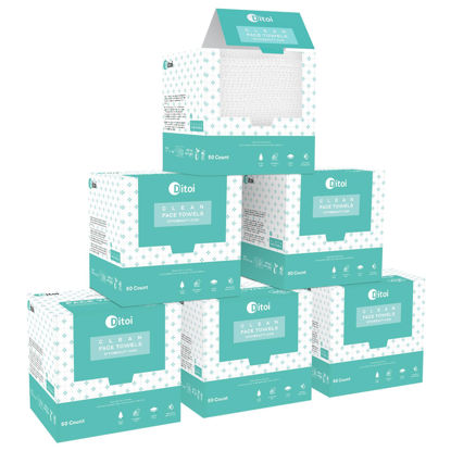 Picture of Ditoi Ditoi Face Towels, 10"×12" 300 Count Disposable Face Towel, Softness and Thickness Face Towelettes XL, Makeup Remover Dry Wipes, Face Towel for Sensitive Skin, 6 Pack
