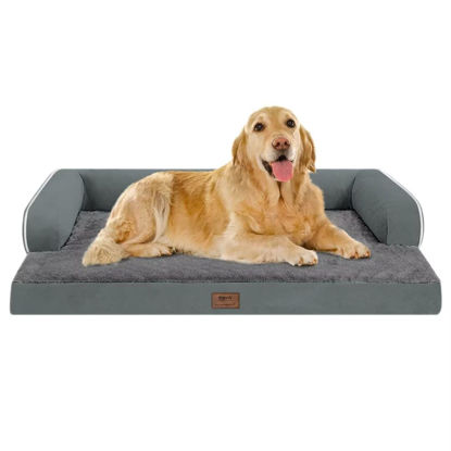 Picture of Large Dog Bed Orthopedic Washable - Beds Bolster - Extra XL XLarge Big Dogs - Memory Foam Couch Sofa - Waterproof with Removable Cover - Dark Grey Dog Bed