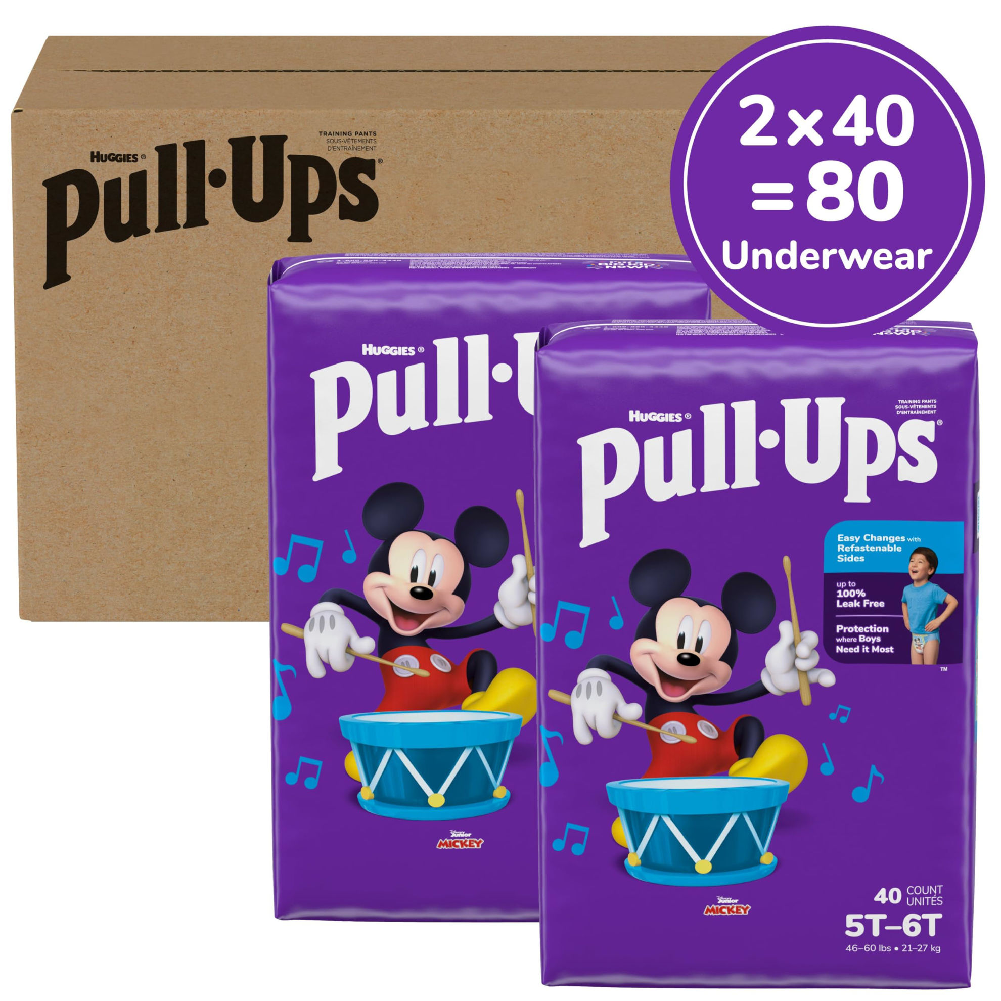 GetUSCart- Pull-Ups Boys' Potty Training Pants, 5T-6T (46+ lbs), 80