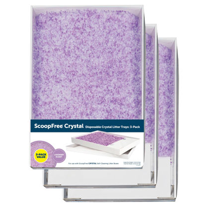 Picture of PetSafe ScoopFree Crystal Cat Litter Tray Refills - Lavender Scent, 3-Pack - Disposable Tray - Includes Leak Protection & Low Tracking Litter - Absorbs Odors on Contact