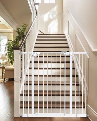 Picture of InnoTruth Dog Gate for Stairs, 29-39.6" Width Baby Gate for Doorways, 36" Tall One Hand Opening with Auto Close Pet Gate for The House, White