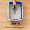 Picture of IRIS USA Large Cat Litter Box with Scatter Shield and Scoop, Open Top High Sided Cat Litter Pan, Blue