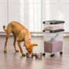 Picture of IRIS USA 30 lbs & 11 lbs Combo Airtight Dog Food Storage Container, Stackable Treat Box, 2-Cup Scoop, Wheels, Keep Fresh, Easy Mobility, Black