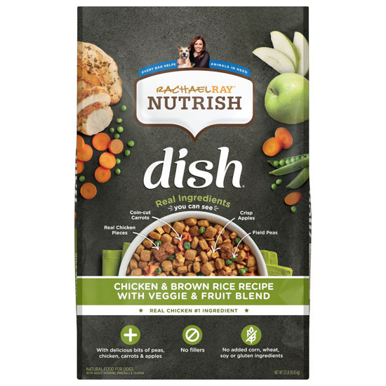 Picture of Rachael Ray Nutrish Dish Premium Natural Dry Dog Food with Added Vitamins, Minerals & Taurine, Chicken & Brown Rice Recipe with Veggies & Fruit, 23 Pound Bag
