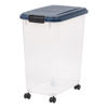 Picture of IRIS USA WeatherPro Airtight Dog Food Storage Container, Up to 40 lbs, Attachable Wheels, For Dog Cat Bird and Other Pet Food Storage Bin, Keep Fresh, Translucent Body, Easy Mobility, Navy