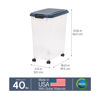 Picture of IRIS USA WeatherPro Airtight Dog Food Storage Container, Up to 40 lbs, Attachable Wheels, For Dog Cat Bird and Other Pet Food Storage Bin, Keep Fresh, Translucent Body, Easy Mobility, Navy