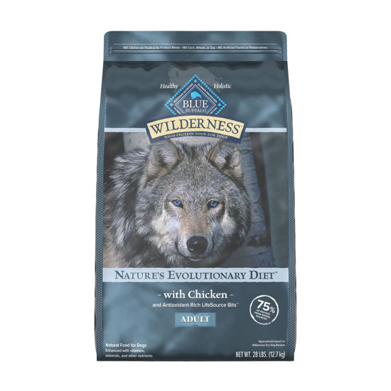 Picture of Blue Buffalo Wilderness Natural High-Protein Dry Food for Adult Dogs, Chicken Recipe, 28-lb. Bag