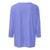 Picture of Women's 3/4 Sleeve Tops Dressy Casual Loose Fit Crewneck T Shirts Trendy Three Quarter Length Shirts Ethnic Solid Tunic Tops 3/4 Sleeve Tunic Tops for Women Spring Shirts for Women 2024 Purple