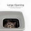 Picture of IRIS USA Premium Square Top Entry Cat Litter Box with Scoop, Kitty Litter Pan with Litter Particle Catching Cover and Privacy Walls, White/Gray