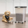 Picture of IRIS USA WeatherPro Airtight Dog Food Storage Container, Up to 54 lbs, Attachable Wheels, For Dog Cat Bird and Other Pet Food Storage Bin, Keep Fresh, Translucent Body, Easy Mobility, Black