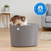 Picture of IRIS USA Large Top Entry Cat Litter Box with Scoop, Stylish Round Cat Litter Box Enclosure, Kitty Litter Box, Dark Gray/White