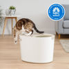 Picture of IRIS USA Large Top Entry Cat Litter Box with Scoop, Stylish Round Cat Litter Box Enclosure, Kitty Litter Box, White/Beige