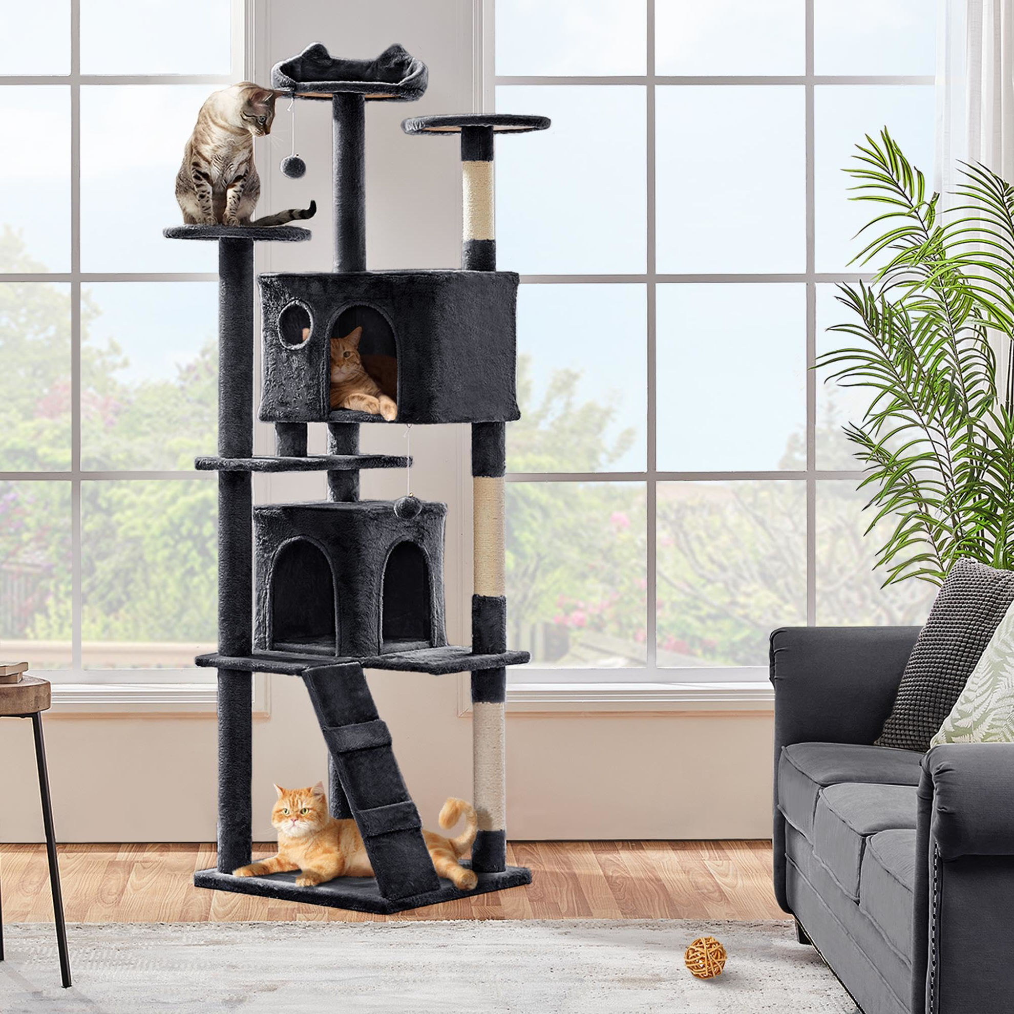 GetUSCart- Yaheetech Larget Cat Tree, 80in Multi-Level Cat Tower with ...