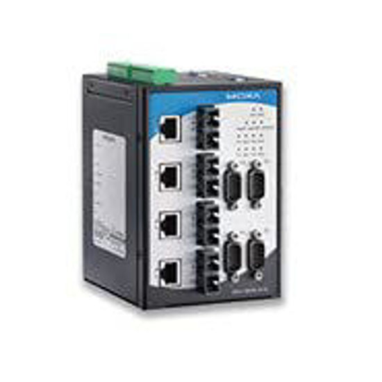 Picture of NPort S8458-4S-SC-T, Device Server, 4 RS-232/422/485 Ports, 4 10/100M Ethernet Ports, 4 100M SM Fiber Ports with SC Connector, 12-48VDC, -40 to 85℃