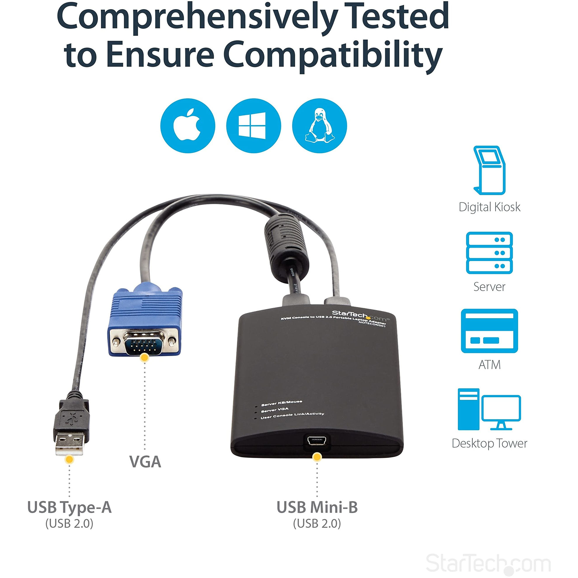Adaptateur Crash Cart USB - Adaptateur Crash Cart KVM USB Pour Ordinateur Portable - Crash Cart De S