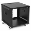 Picture of NavePoint 9U Portable Rolling Network Rack, Adjustable Depth 2.5 to 22.6 Inches, Top and Bottom Cable Management, Built-in Handles, Locking Swivel Caster Wheels, Audio Video, Telecom, Equipment Rack