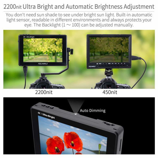 GetUSCart- FEELWORLD LUT7S 7 Inch 2200nit Ultra Bright SDI Touch Screen ...