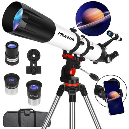 Picture of MEEZAA Telescope, Astronomy Telescope for Adults High Powered, 90mm Aperture 800mm Professional Refractor Telescopes for Kids & Beginners, Multi-Coated High Transmission with Phone Adapter Carry Bag