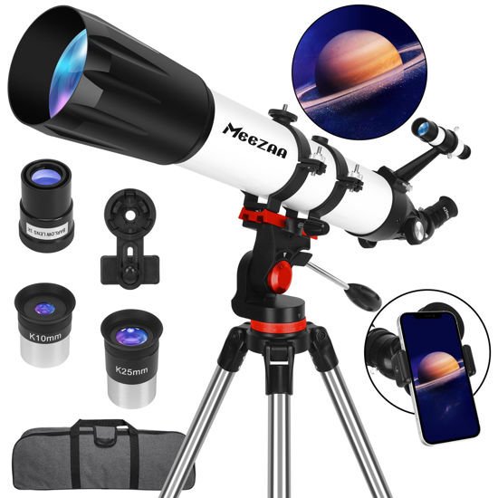 Picture of MEEZAA Telescope, Astronomy Telescope for Adults High Powered, 90mm Aperture 800mm Professional Refractor Telescopes for Kids & Beginners, Multi-Coated High Transmission with Phone Adapter Carry Bag