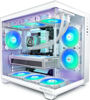 Picture of MUSETEX ATX PC Case, 6 PWM ARGB Fans Pre-Installed, 360MM RAD Support, Type-C Gaming PC Case, 270° Full View Tempered Glass Mid Tower, Pure White ATX Computer Case,Y6