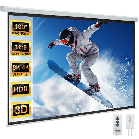 YODOLLA 72" Projector Screen Motorized 16:9, 4K HD Pull Down Retractable Projection Screen