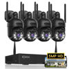 Picture of [360° View] 3K Wireless Security System, 4pcs 5MP PTZ Cameras Outdoor Indoor, WiFi Camera Outside CCTV Surveillance NVR C102 System with Floodlight Color Night Vision Motion Sensor Alarm,24/7 Record