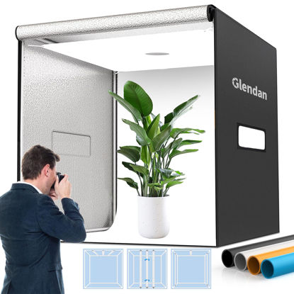 Picture of Glendan 40"x40" Light Box Photography, Large Photo Light Box with 3 Light Panels, 594 LED Beads, CRI >95, Professional Photo Booth Shooting Tent Kit with 4 Color Backdrops for Product Photography