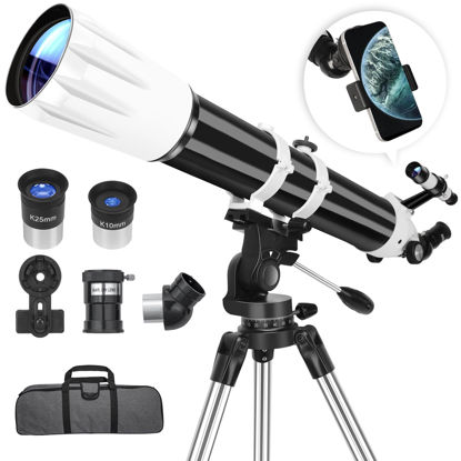 Picture of Telescope, 90mm Aperture 900mm Professional Telescopes for Adults Astronomy - High Powered Multi-Coated Portable Refractor Telescopes for Beginners & Kids with Travel Carry Bag, Phone Adapter